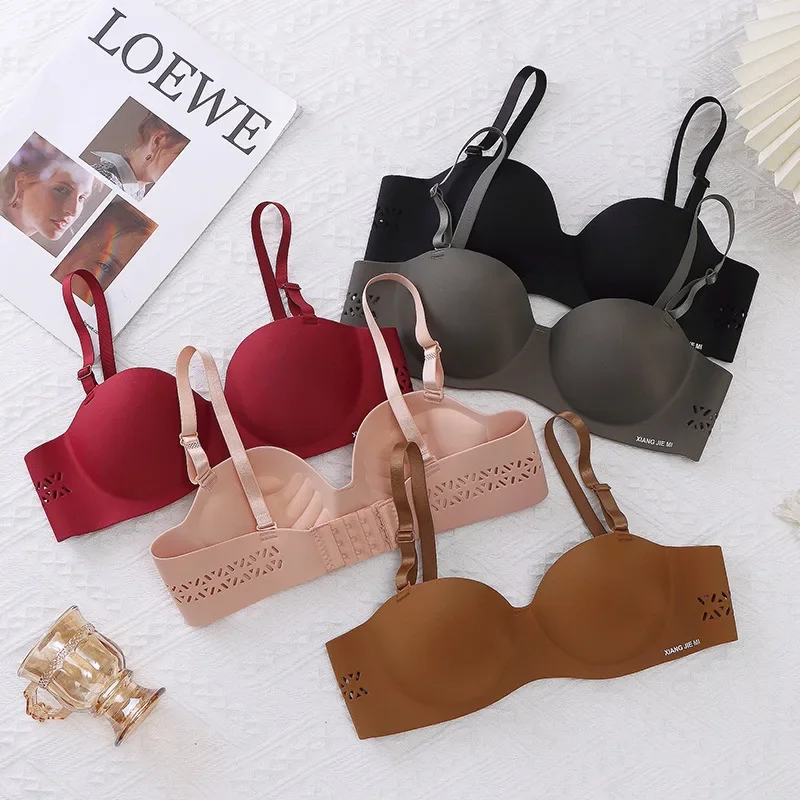 One-piece Non-scar No Steel Ring Comfortable Bra Small Chest Closed Hollow Underwear Woman Bra Bras Sexy Bra 2