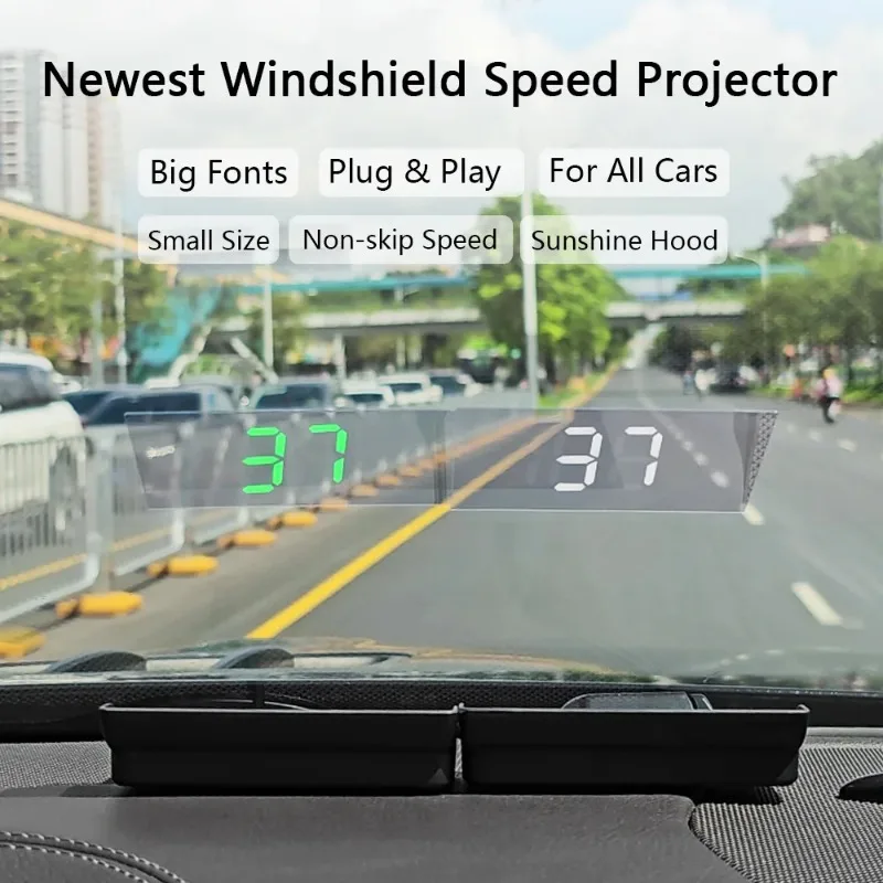 V9 Universal Car HUD Display,High-Definition KM/H Speed Projection for Windshield,Plug&Digital Head-Up Dashboard for All Vehicle