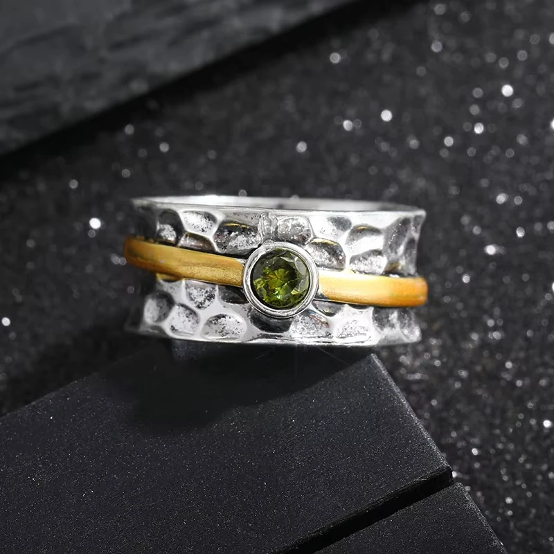 Two color creative fashion color zirconium ring new European and American popular hand jewelry size 6-10 5
