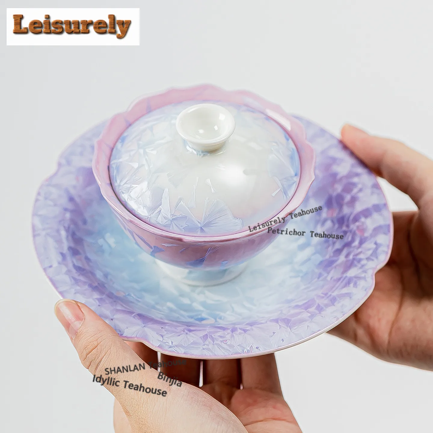 Kiln Fambe Crystal Glaze Gaiwan Ancient Tea Tureen Tea Bowl With Lid Kit Tea Making Cover Bowl Chinese Tea Set Collection Gift
