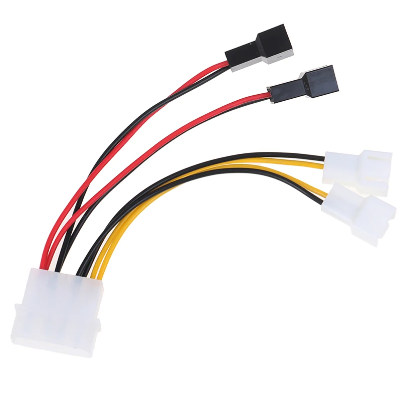 1pc 4-Pin Molex to 3-Pin fan adapter connector 12v*2/ 5v*2 computer cooling fan cables for CPU PC case cable power cable adapter converter cable