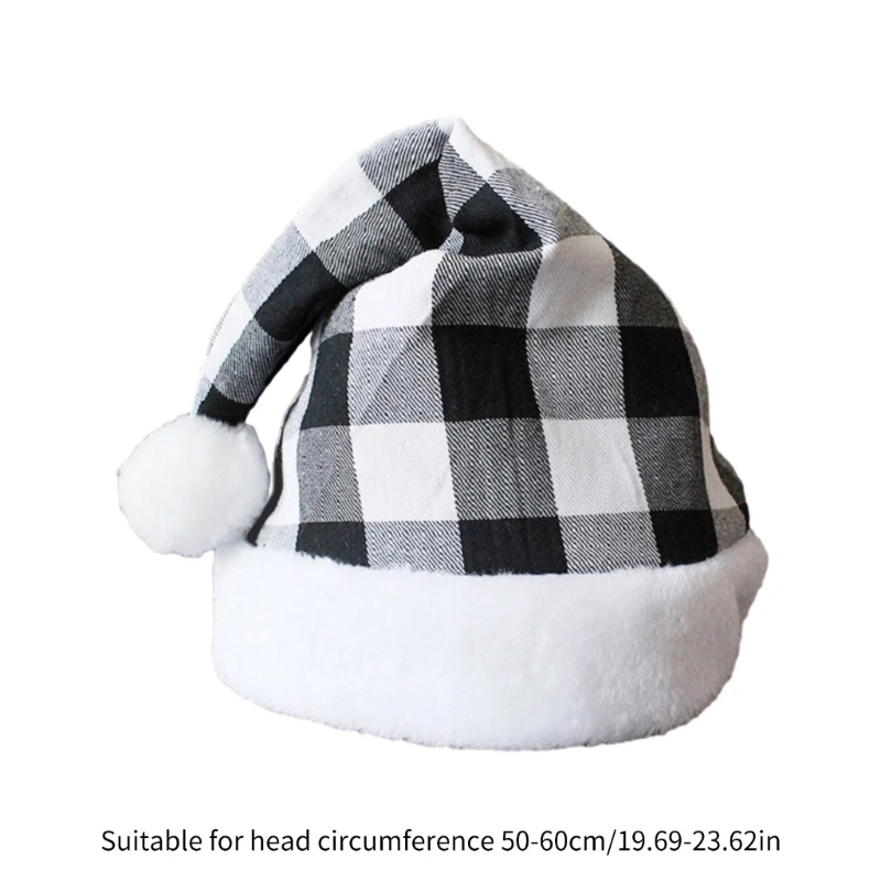 Christmas Santa Hat Unisex Comfortable Lattice Pattern Adult & Teens Christmas Hat for Festival Holiday Party