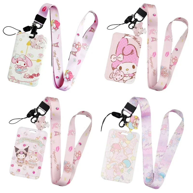 Card holder Cartoon Kawayi Cute Kuromi Melody Purin Dog Kt Cat Bank Credit ID Card Student Bus Card Holders Storage Protective Shell Pendant
