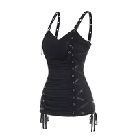 Summer Tank Tops for Women Plain Color Tank Top Ruched Grommet Lace Up Casual Sleeveless Tops топ женский