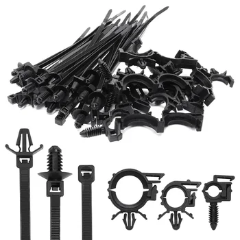 45Pcs Push Mount Cable Zip Tie with Car Wire Routing Clips Universal car cable clips Self locking Fastening cables organizer 1