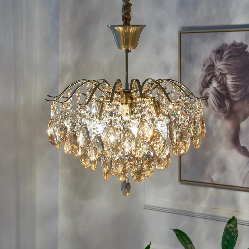 

Luxury Dining room led Chandelier crytal Lighting Modern champagne Crystal Chandeliers for Living Room Restaurant Bar home Lamp
