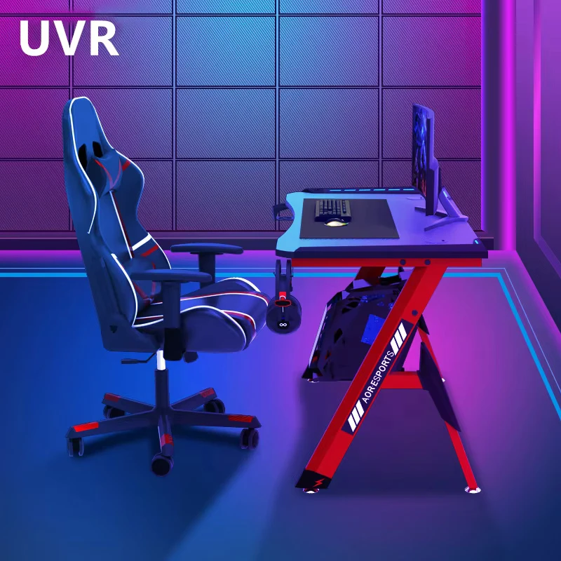 UVR E-sports Desk Desktop Computer Desk with RGB Lights Furniture for Home Office