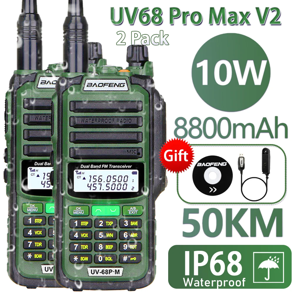 Baofeng UV-68 Pro Max V2 10W IP68 Walperforated Talkie Longue