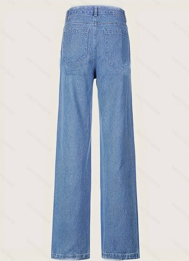 Jeans de travail à taille haute et jambes larges avec plusieurs poches