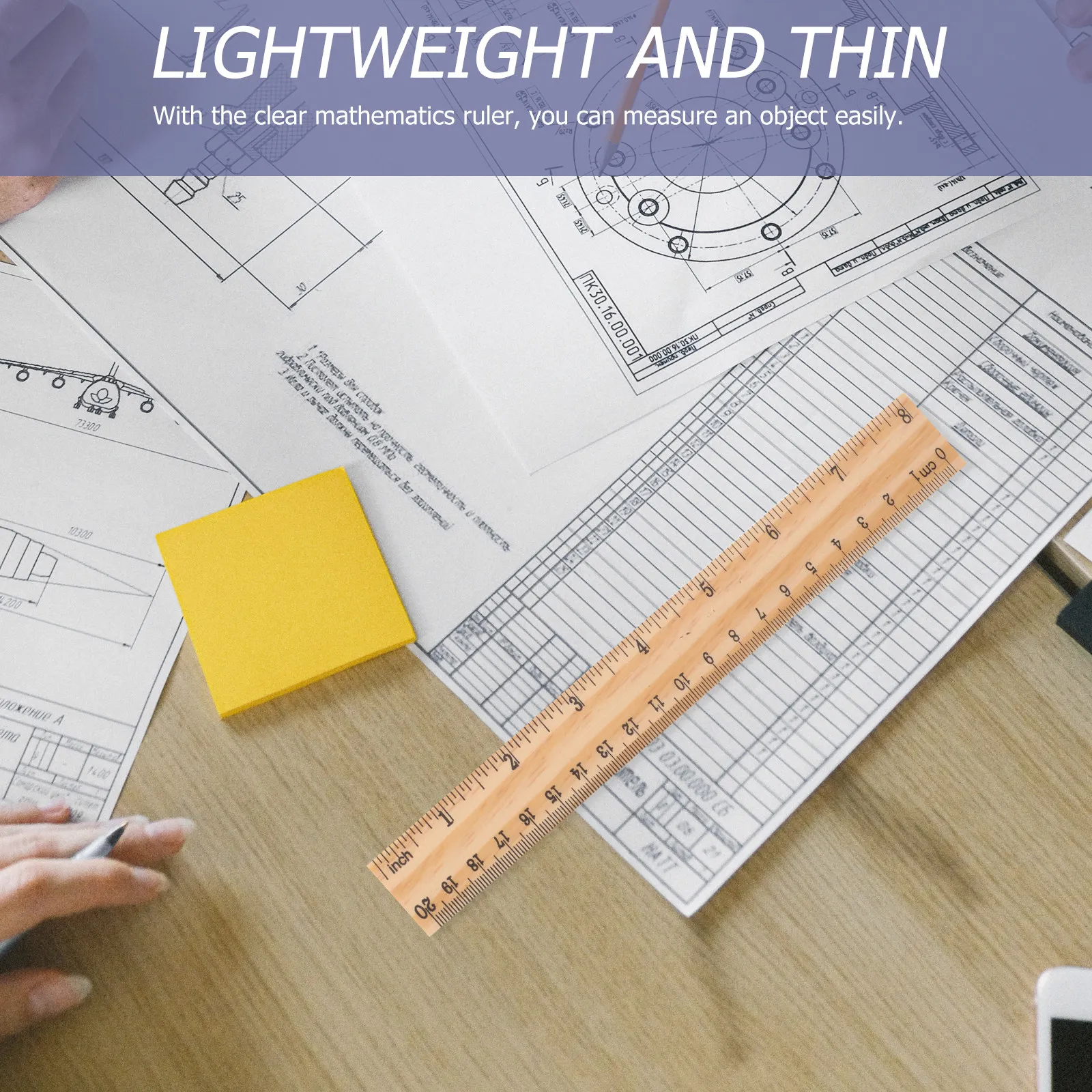 30Pcs 20Cm 나무 직선 자, 고강도 측정 도구, 교육용 투명 눈금 학습 보조 도구, 제도, 디자인, 교실 학습용