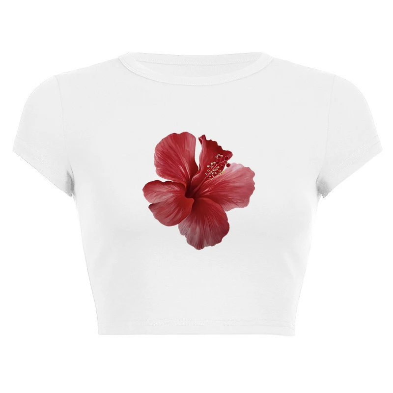 Hibiscus Flower Print Harajuku Vintage 2000s Y2K Clothing