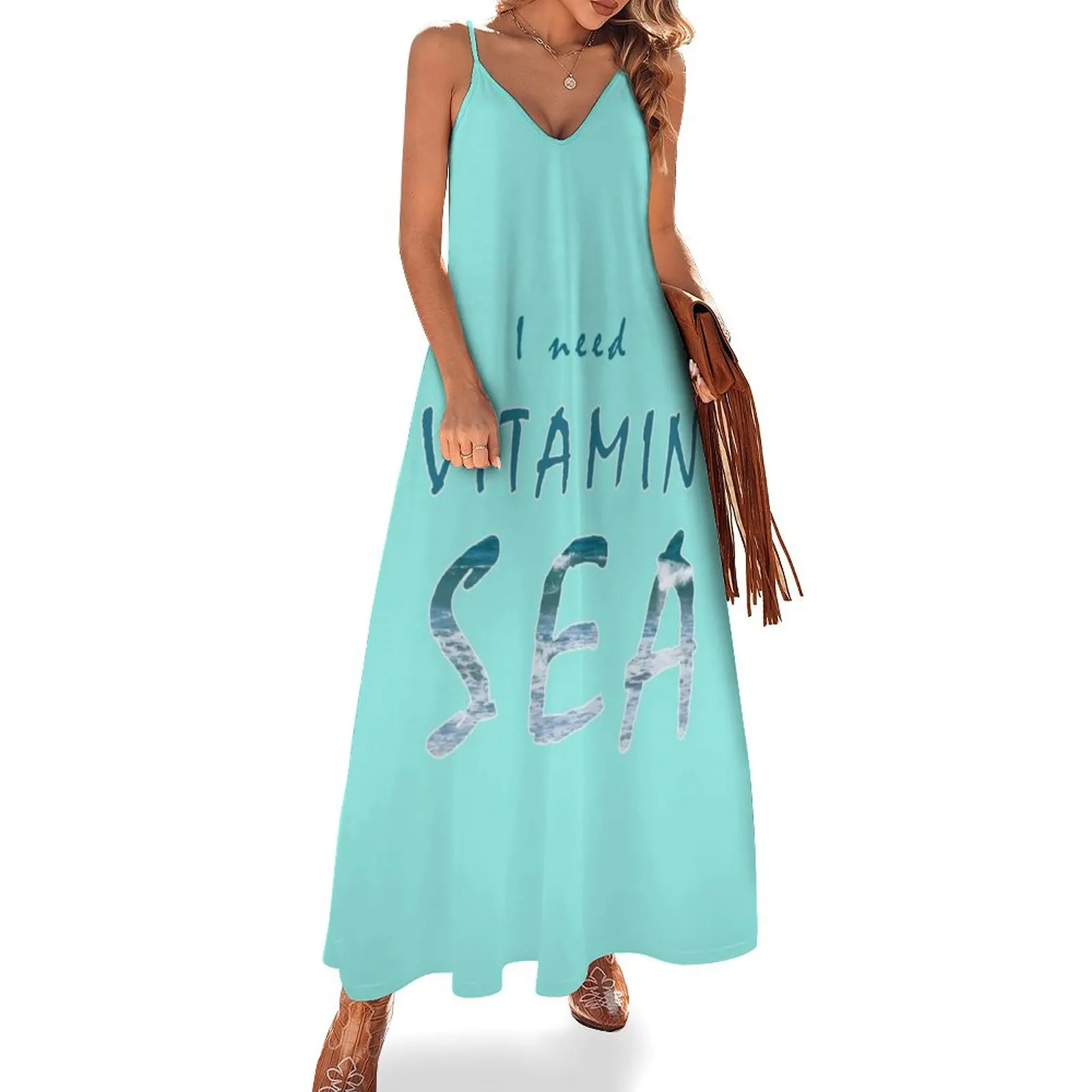 

I need Vitamin Sea vacation pun quote Sleeveless Dress dress summer 2024 women dresses for prom summer dress women 2024