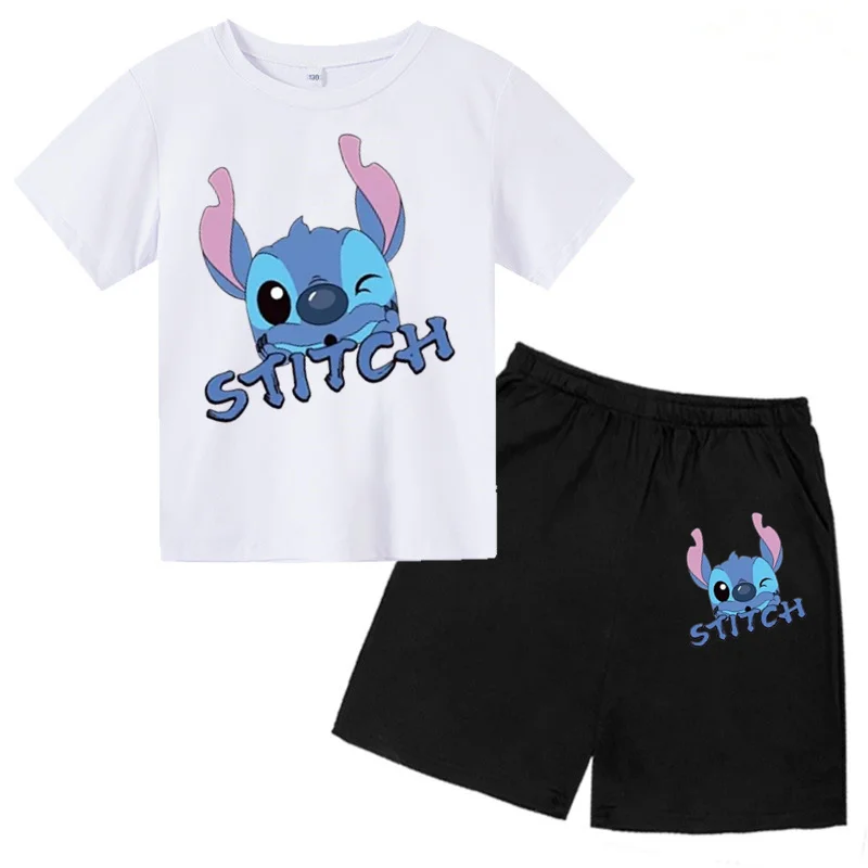 

Summer Lilo Stitch Kids Comfortable T-shirt sets Boys Girls Round Neck T-shirt Street fashion tee casual boys girls clothing