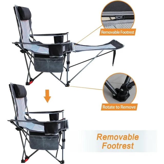 Removable Footrest Reclining Camping Chair 5
