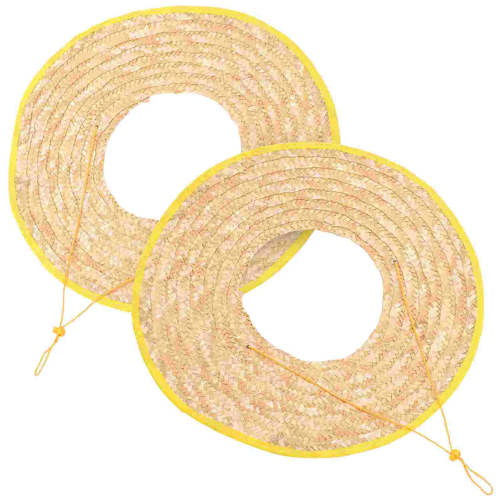 

2 Pcs Curtain Straw Hard Hat Sun Shade for Safety Full Brim Visor Men Neck