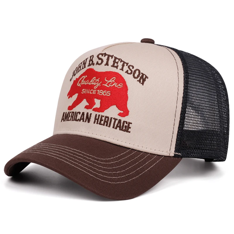 2025 personalisierte neue Baseballmütze STETSON Red Bear Truck Hat Outdoor Sports Sonnenschutzhut Tägliche Freizeitkleidung Atmungsaktive Mesh-Mütze – Detail 6