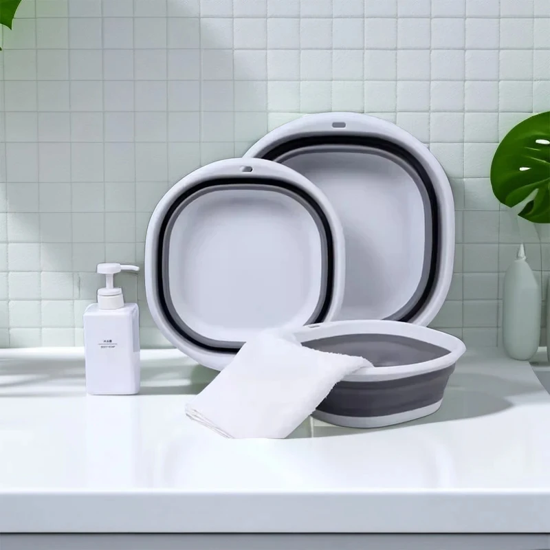 Foldable Washbasin Portable Travel Plastic Washbasin Household Storage Folding Laundry Washbasin