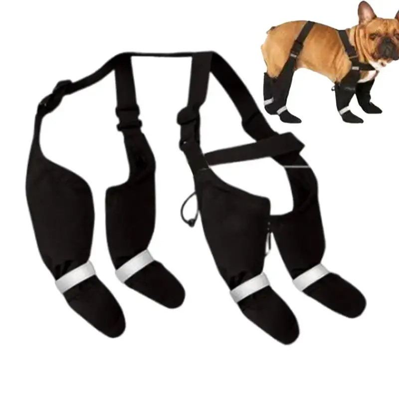 Reflective Dog Boots Shoes For Dogs Non-slip Pets Paws Protector Adjustable Walking Shoes Suspender Boots Outdoor Pet Sneakers