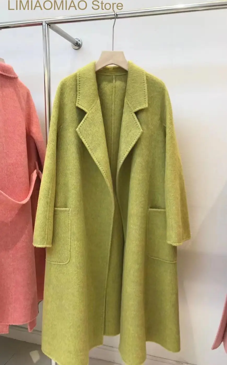 New ladies Luxury Real  Cashmere Wool Woolen trench coats  Ladies fashion natural woolen coats   Streetwear