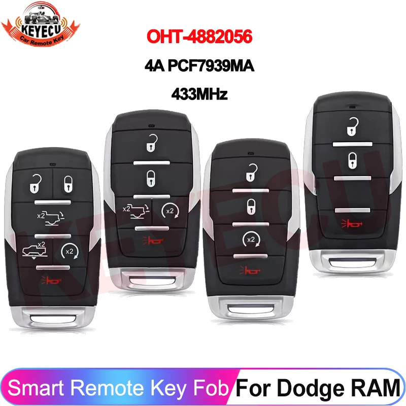 KEYECU OHT-4882056 Für Dodge RAM 1500 Pickup Limited 2019 2020 2021 2022 2023 2024 Smart Keyless 4A Chip Fernbedienungsschlüssel 68442907