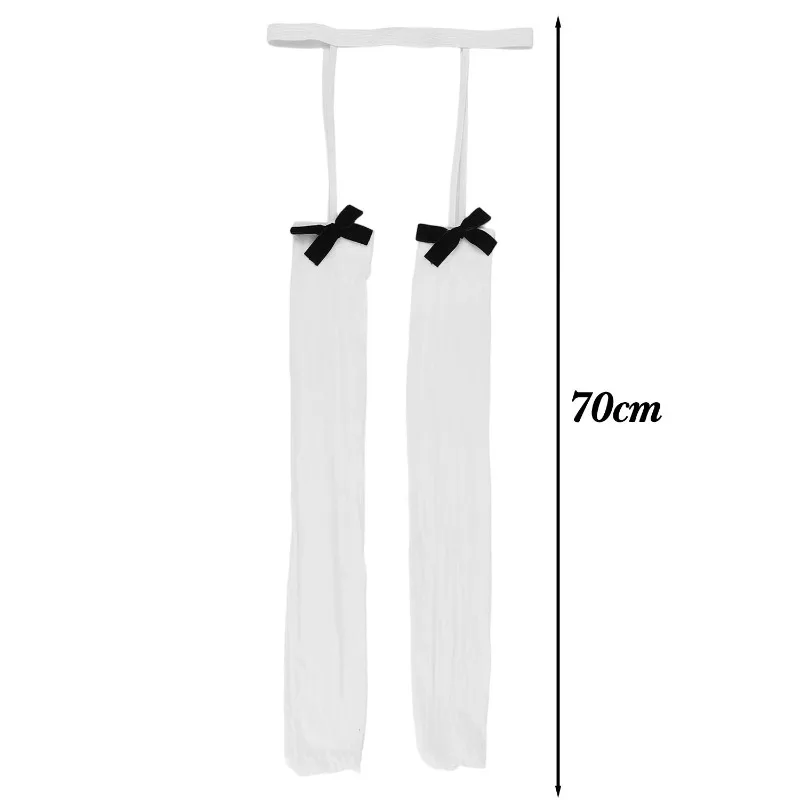 Neue Übergrößen-Beinring-Strümpfe mit Schleife, Transparente Schwarze Seidenstrümpfe über dem Knie, Reine Overknee-Strümpfe für Damen – Detail 16