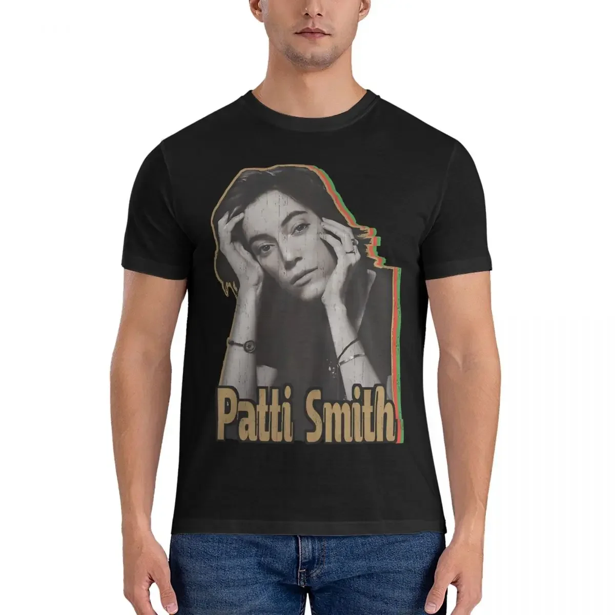 

Футболки Pop Fan, мужские футболки P-Patti Smith, удивительная футболка из чистого хлопка с круглым вырезом, яркая одежда для вечеринки