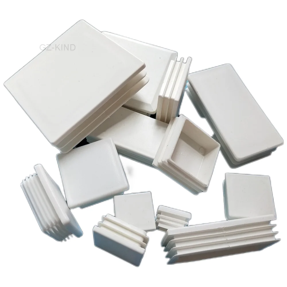 2/10/20pcs White Plastic Rectangle Blanking End Caps Cap Tube Pipe Inserts Plug Bung Steel 1 2 5 10pcs 40x50mm rectangle plastic black blanking end caps tube pipe inserts plug bung