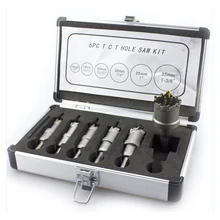 

6pcs 16-35mm Titanium Plating TCT Hole Saw Drill Bit Sets Alloy Carbide Cobalt Steel Cutter Stainless Steel Plate Iron Metal