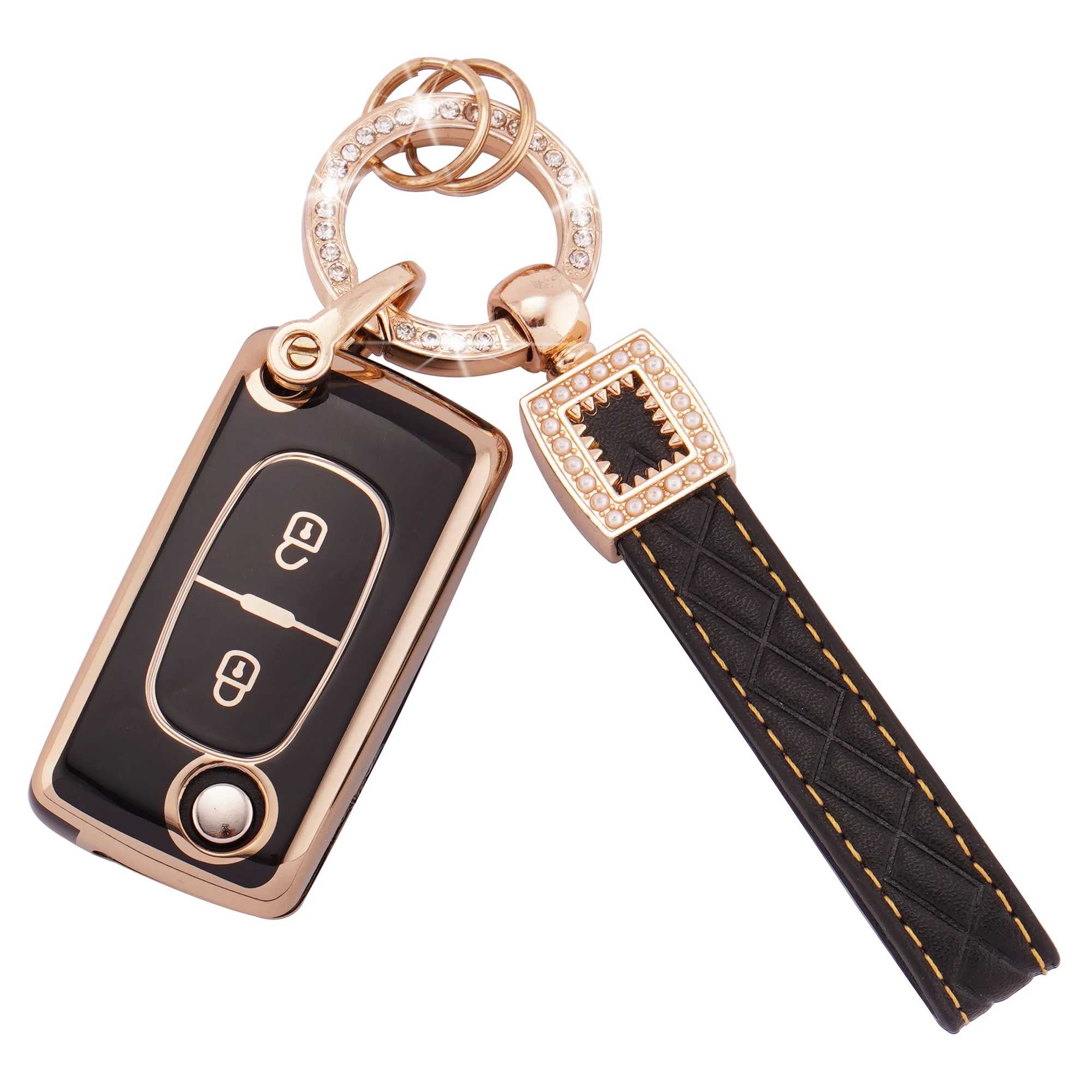 

EKALA Car Key Fob Case for Peugeot 107 207 307 307S 308 407 607 807 3008 5008 Citroen C2 C3 C4 C5 C6 C8 Xsara 2 Buttons Key Case