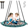 750lbs 40“ Spider Web Saucer Tree Swing for Kids Adults, Outdoor Net Swing with Steel Frame and 2 Hanging Straps-Green 1
