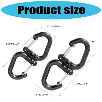 Alternative view of 360 Degree Rotation S Carabiner Keychain Clip Spring Clip Hook Buckle Belt Holder Carabiner Hook with Lock