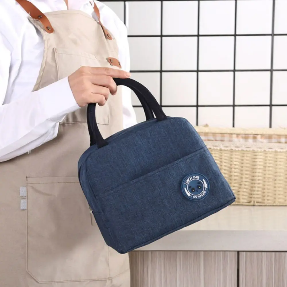 휴대용 점심 가방 도시락 상자 열 절연 캔버스 토트 파우치 어린이 학교 휴대용 저녁 식사 컨테이너 피크닉 식품 저장