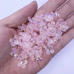 Vibrant Floral Acrylic Beads for DIY Jewelry and Crafts - 80 - Piece Set (4 petals Pink)