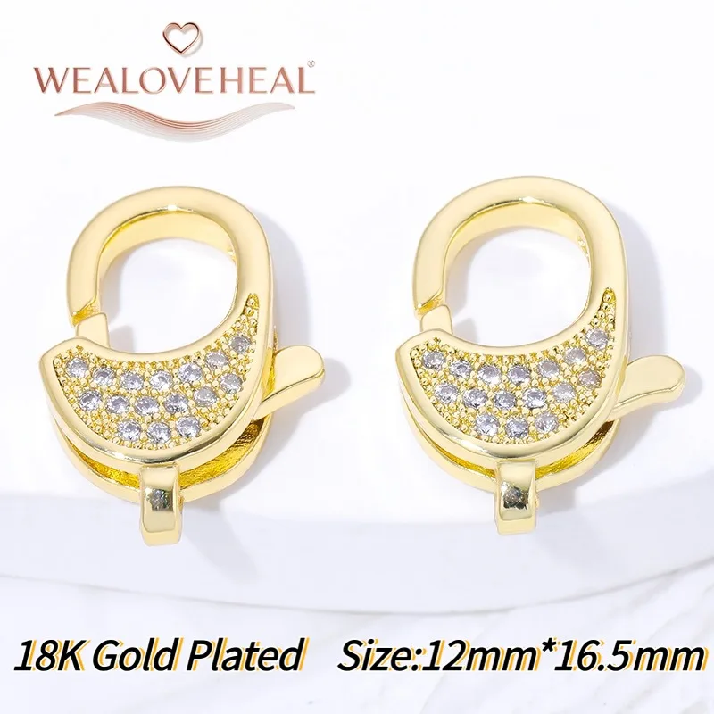 Modischer Zirkon-Blumen-Verschluss, 18K Vergoldeter Messing-Metallverschluss für DIY Handgemachte Schmuckherstellung Zubehör – Detail 32