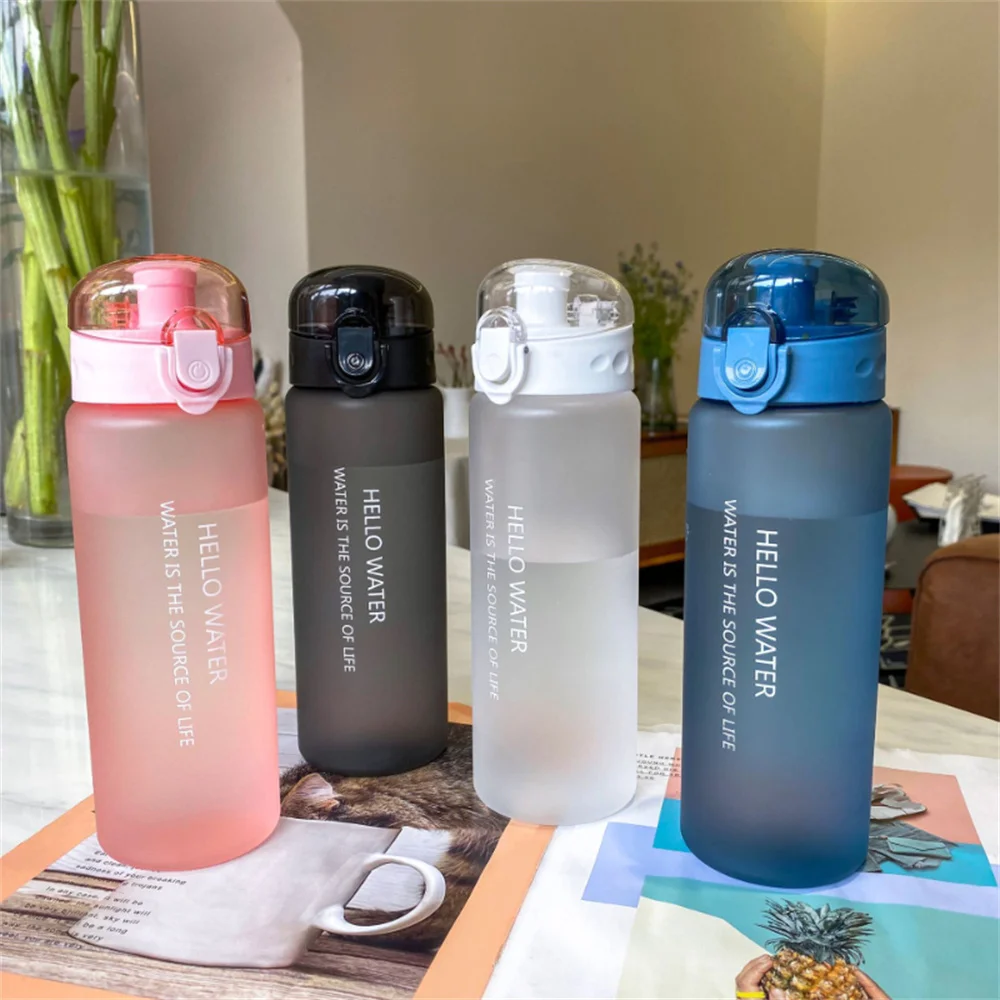 Water Bottle 780Ml With Bounce Cover Leak Proof Sports Drinkware Strap Reusable for Kid Women Fitness Gift