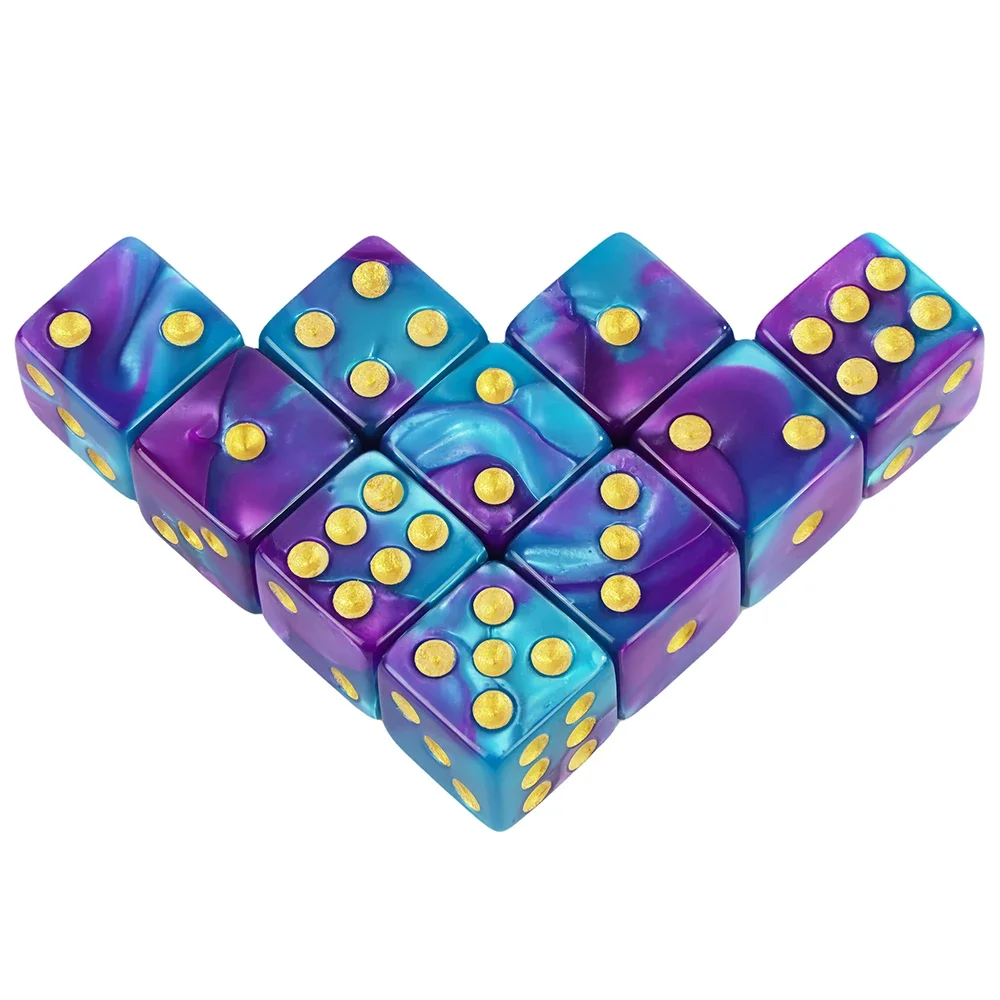Game Dice Acrylic Dice Mini D6 Dice 12mm Double Color 6-sided Square Corner with Standard Dots For Club Party DIY Board Game Supplies