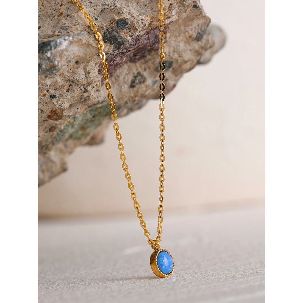 Blue Fire Opal GEMSTONE Pendant Necklace 925 Sterling Silver Chain E4 for  sale online | eBay