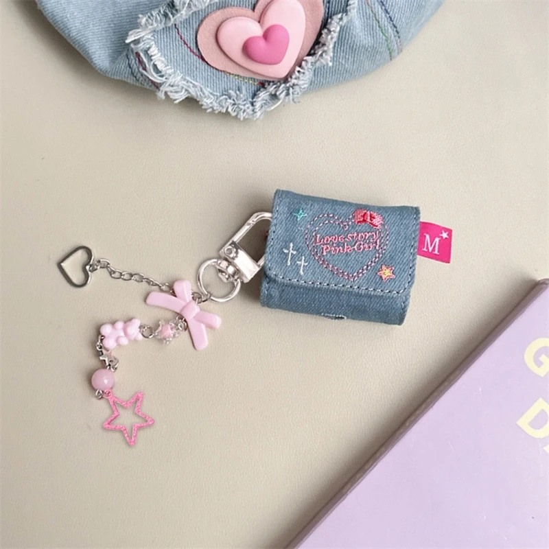 Y2k Portachiavi a forma di cuore rosa Ciondolo per borsa con