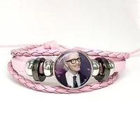 Netherlands Hot Singer Joost Klein Pink Leather Bracelets Glass Dome Snap Button Bracelet & Bangles Cute Fun Meme Jewelry Gift 2