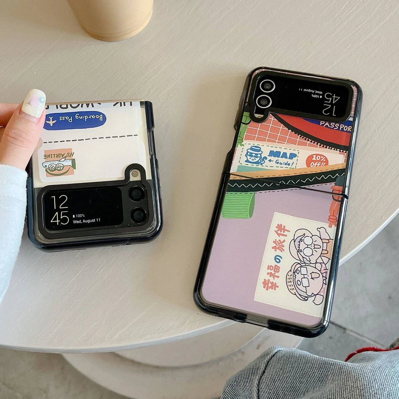 Black Border Acrylic Bar Code Phone Case for Samsung Galaxy Z Flip 5 4 3 Back Cover for ZFlip3 ZFlip4 ZFlip5 Hard Case Shell