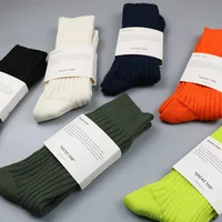 Classic Unisex Solid Color Knitted Socks For Men Women Casual Couples Socks Fluorescent Color Sock Hosiery Sox 36-43 5