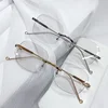 Metal Frame Women Men Unisex Frameless Myopia Glasses Vintage Blue Light Blocking Minus Eyewear Finished Prescription Eyewear 2