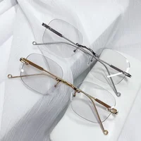 Metal Frame Women Men Unisex Frameless Myopia Glasses Vintage Blue Light Blocking Minus Eyewear Finished Prescription Eyewear 2