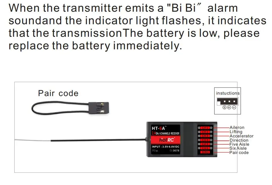 the transmitter emits a "Bi Bi alarm soundand the indicator light flashes