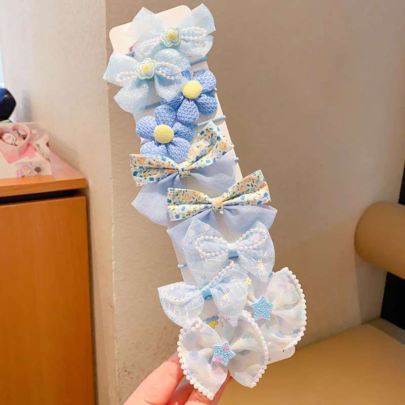 10 개/대 핑크 꽃 소녀 헤어 밧줄 거즈 활 어린이 탄성 고무 밴드 공주 머리 꽃  키즈 헤어 액세서리