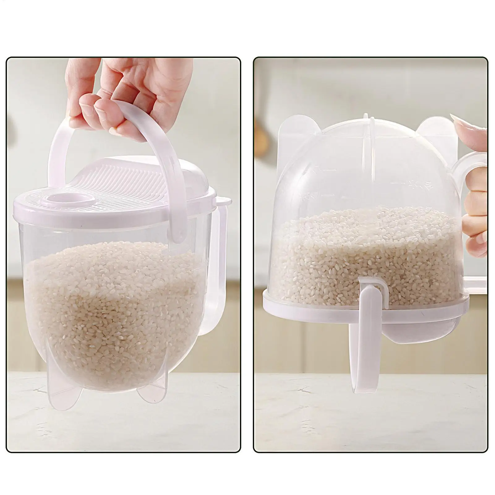 2-in-1 쌀 세척기 & 채반, 뚜껑이 있는 가정용 주방 야채 스트레이너 볼, 쌀과 과일을 위한 다기능 세척 바구니