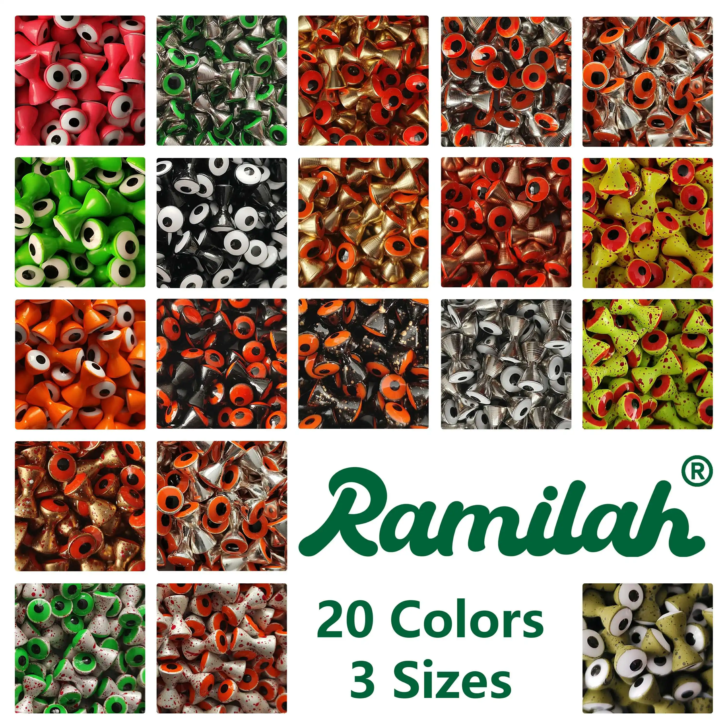 Vibrant Multi-Color Brass Dumbbell Eyes Set for Fly Tying – 25 Pack, 3 Size Assortment
