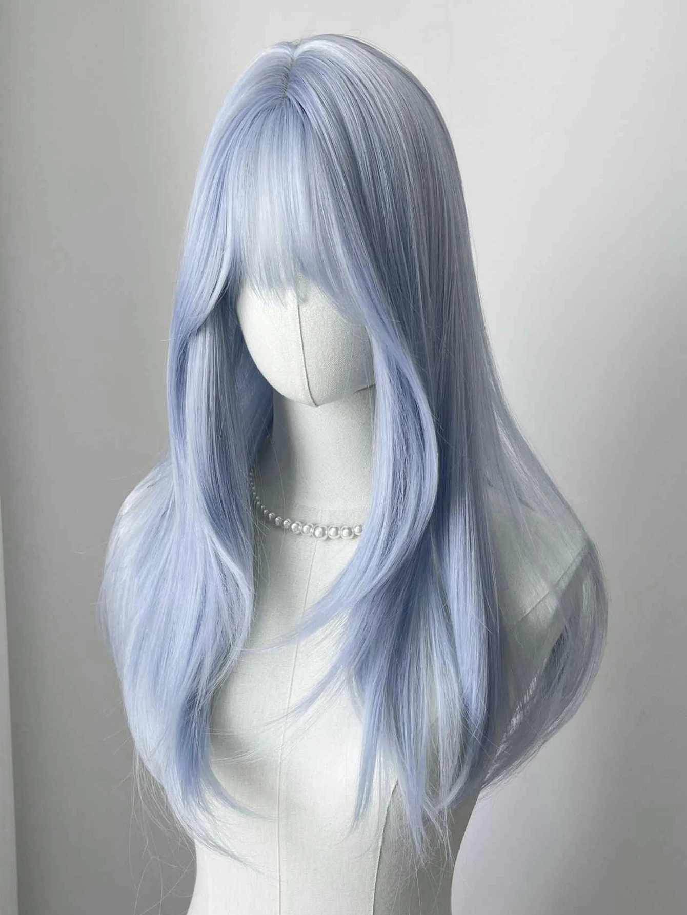 Gray Synthetic Straight Wig for Women Daily Cosplay
