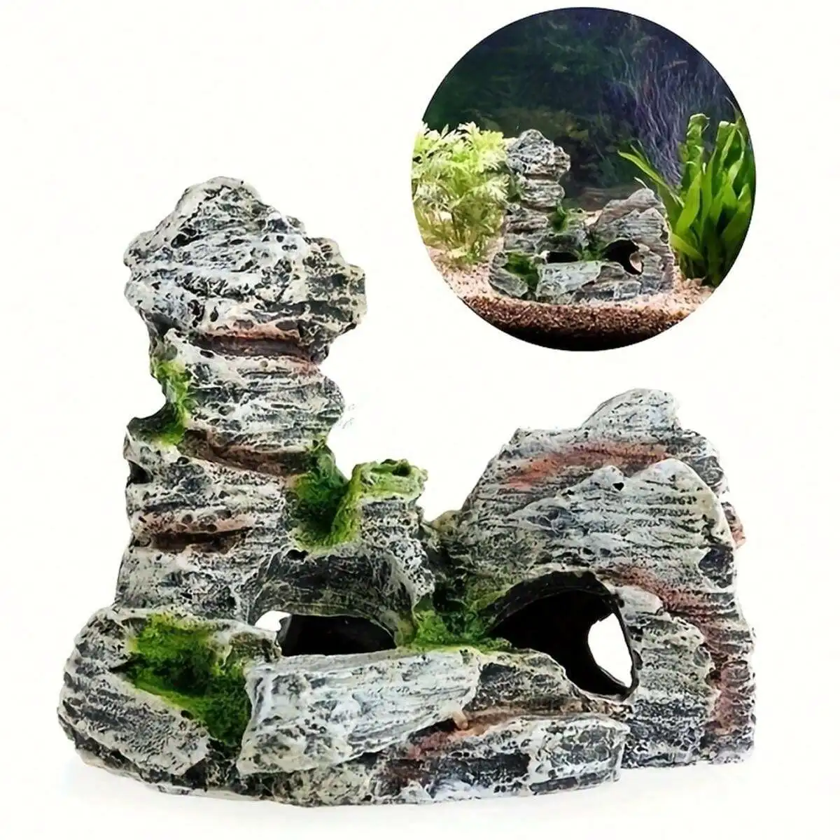 1pc Miniature Artificial Mountain Aquarium Decoration-Resin Stone For Small Fish Tank, ABS Aquarium Accessories