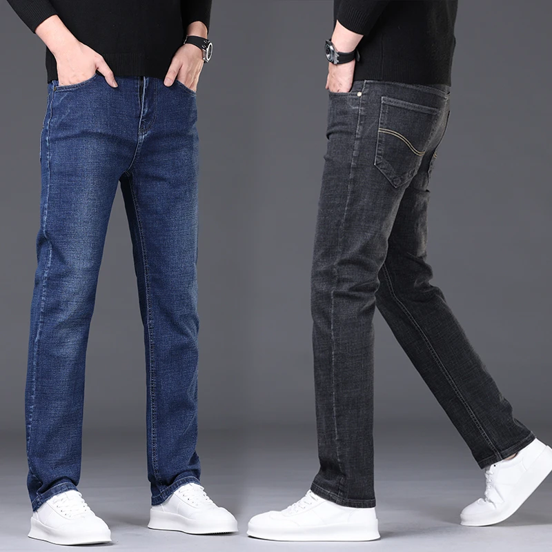Spring/Summer Men's Comfortable Breathable Slim fit denim pants Straight leg thin jeans